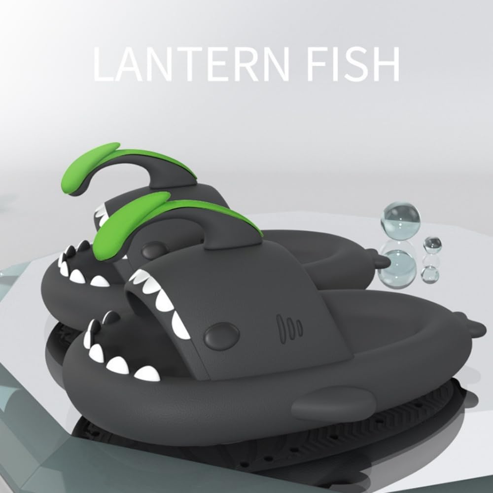 Generisch Claquettes de requin de pêche pour adultes - Matériau EVA respectueux de l'environnement - Bout ouvert confortable - Pour douche, piscine