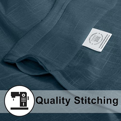 Image of THE LINEN COMPANY Cotton Linen Extra Long Sheer Door Curtains, Breathable Semi Transparent Drapes with Rod Pocket, Soft Light Filtering Privacy Curtain for Home Decor, Navy Blue, 9 Feet, Pack of 2