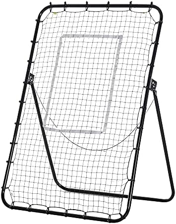 HOMCOM Foldable Football Rebounder Net, Large Football Goal Training Aid Soccer Kickback Target Zone Goal Play Adjustable Angles for Kids & Adult Black
