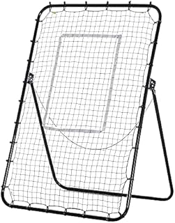 HOMCOM Foldable Football Rebounder Net, Large Football Goal Training Aid Soccer Kickback Target Zone Goal Play Adjustable Angles for Kids & Adult Black