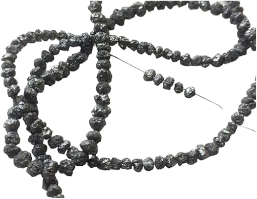 3-4mm Black Rough Diamonds, Black Raw Diamond Beads, Black Uncut Diamonds, Raw Black Diamond Beads For Jewelry 4IN To 16IN Options, 3 MM - 4 MM