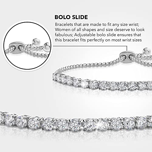 Devin Rose 8 Cttw Cubic Zirconia Adjustable Bolo Bracelet for Women 4mm - 6mm4
