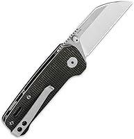 Vista 4 de QSP Penguin - Cuchillo de bolsillo mini plegable, hoja de 2.25" Sandvik 14C28N de dos tonos satinados, mango de micarta marrón oscuro, bloqueo