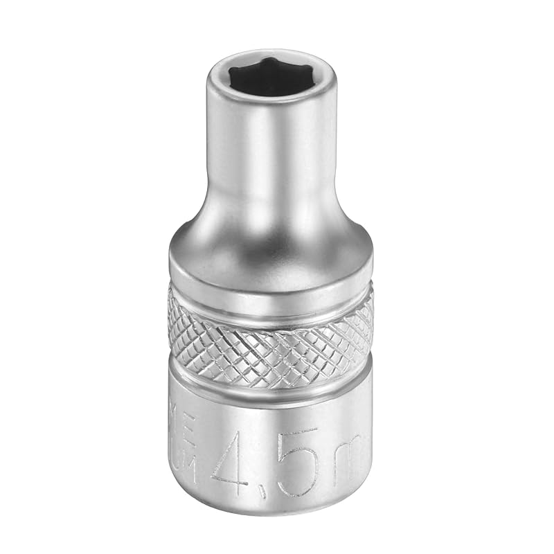 Soquete profundo de 6 pontos HARFINGTON, aço CR-V, acionamento de 6,35 mm (1/4 pol.), sextavado de 4,5 mm e comprimento de 25 mm (2,54 cm)