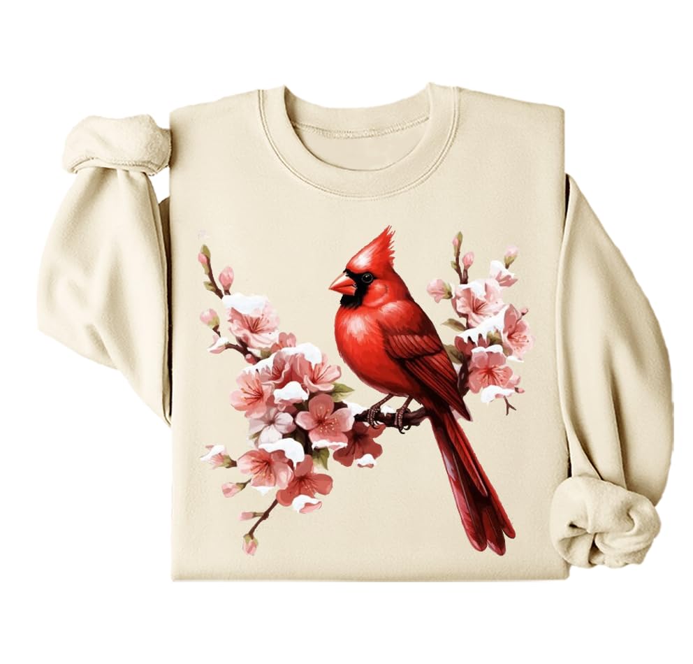 Red Cardinal Bird Sweatshirt, Christmas Cardinal Sweatshirt Christmas Red Cardinal Sweatshirt Cardinal Bird Lover Sweatshirt