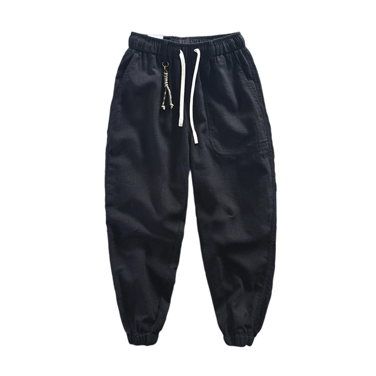 Pantaloni casual di lino da uomo Elastico in vita Coulisse Loose Fit Estate Vacanze Pantaloni da spiaggia