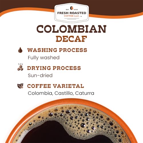 Image of Fresh Roasted Coffee, 100% Colombian Water-Processed Decaf Drip Ground Coffee, Medium Roast, Kosher, 5 lb (80 oz)