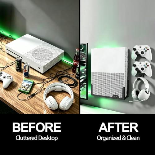 Soporte de pared para Xbox One S BracNova de acero con ganchos 5