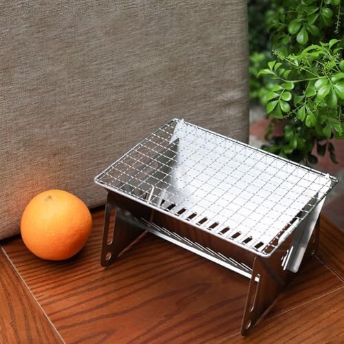 Parrilla portátil para barbacoa, escritorio plegable portátil para barbacoa de carbón, para camping, parrilla de carbón con bolsa de transporte, ligero y fácil de montar