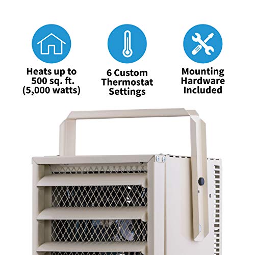 Newair Electric Garage Heater, Adjustable Ceiling/ Wall Mounted With Tilt Head, Heats Up To 500 Sq. Ft. Of Space | Electric Heater For Heating Garages, Workshops, Warehouses, Job Sites, And More #TOP7