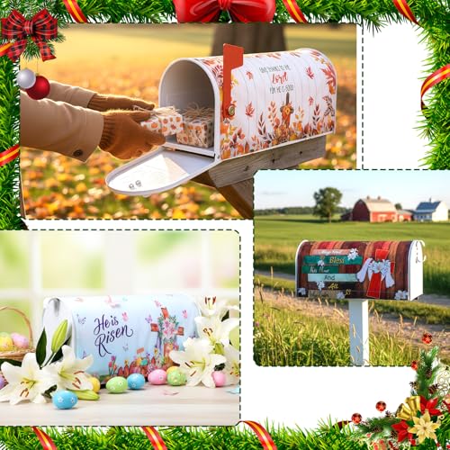 Image of Dispowreath 12 Pcs Christian Seasonal Mailbox Covers Magnetic Standard Size 18 x 21 Inch Spring Easter Summer Patriotic Magnetic Mailbox Covers for Garden Yard Outdoor Decor