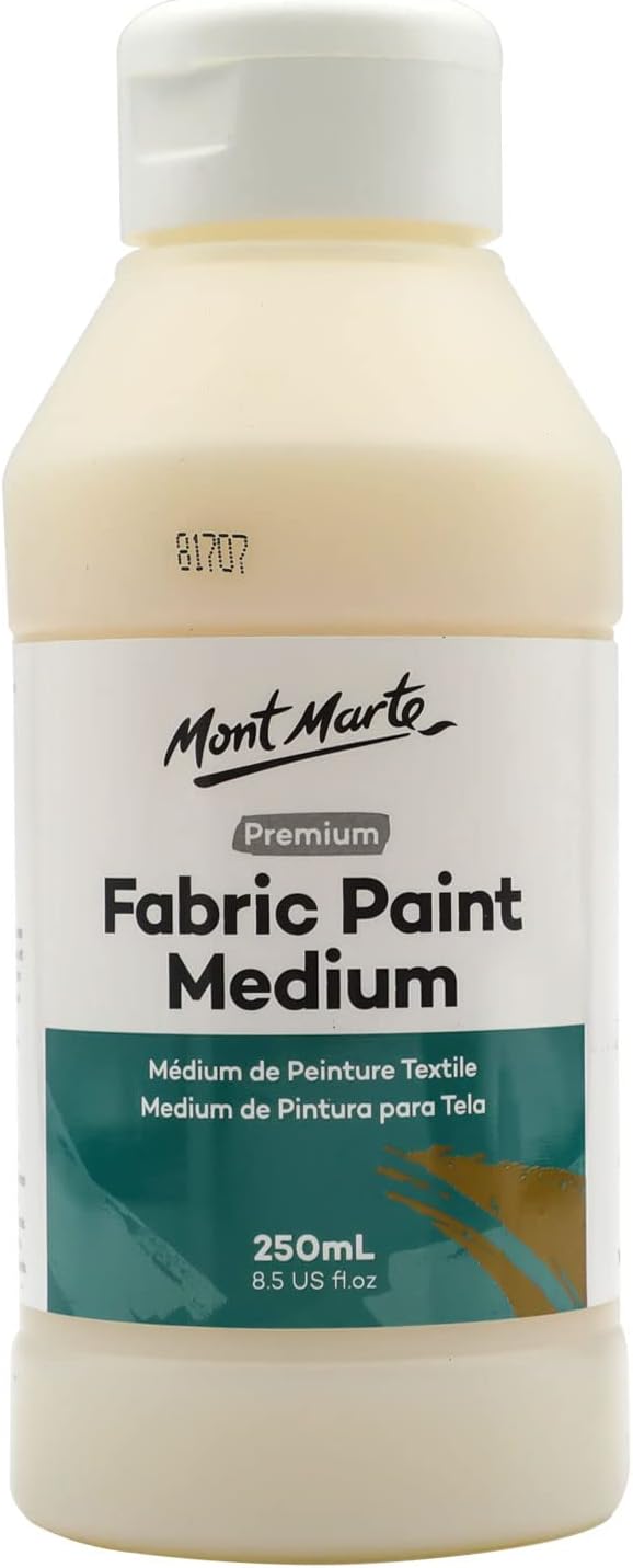 Fabric Paint Medium Premium (8.5 US fl.oz), Textile Medium For Fabric Painting, Easy to Use, Prevents Flaking, Ideal for Clothes and Fabric Accessories, Homewares and More