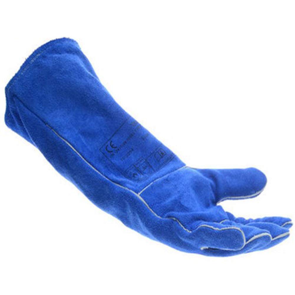 Gants de Soudeur en Cuir Forgé Résistant À La Chaleur/Aux Températures Élevées,Gants de Camping/Cuisine/Barbecue Avec Gant Ultra-Long À Manches Longues de 46 Cm