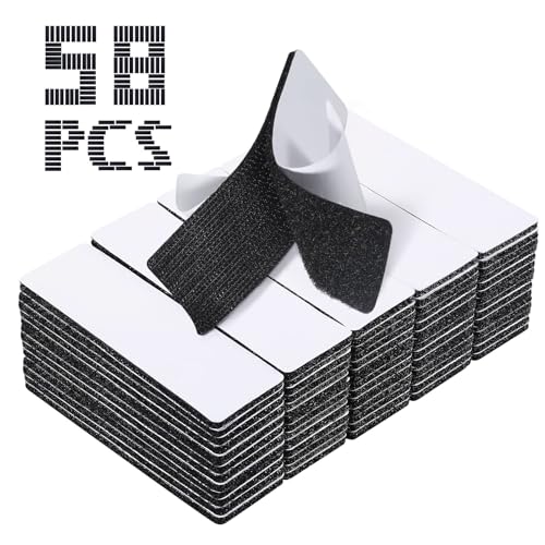 Image of 58 Sets - 1x4 inch Square Hook and Loop Tapes, Fabrics Nylon, Black | Hook and Loop Strips with Adhesive, Self Sticky Double Sided Heavy Duty Strips for Home Office School and Crafting
