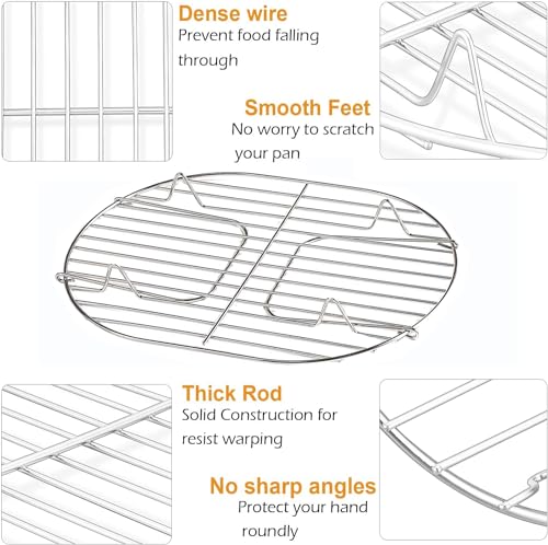 Steam and Roast Rack Stainless Steel Compatible with Ninja Foodi Possible Cooker Pro 8.5 Qt MC1000, MC1001, MC1010 Series Slow Cooker Crock Pot Oval Pack of 2
