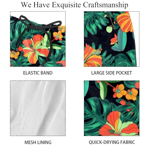 Tropical Jungle Leaves Swim Trunks Elastic Swimsuit Board Shorts Beach Shorts with Pockets for Men4