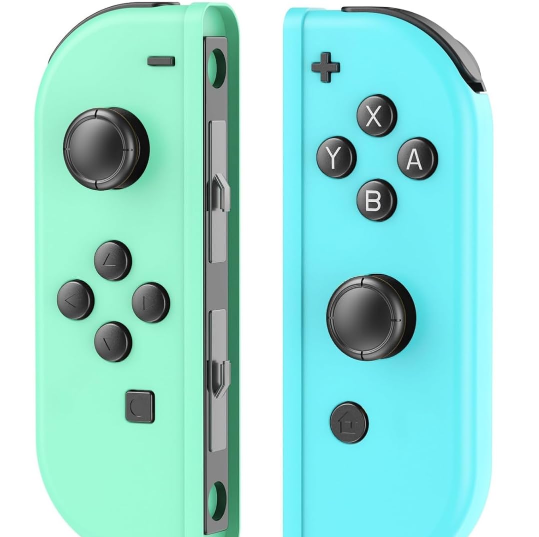 Mhwlhbx Manette Switch L/R Travailler avec la console de Switch/Lite/OLED, Manette sans fil prend en charge la double vibration, le gyro à 6 axes, le réveil -Green Blue [nintendo_switch]