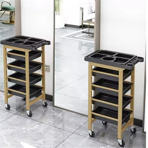 Chariot de salon coiffure avec support rangement outils noir - 5