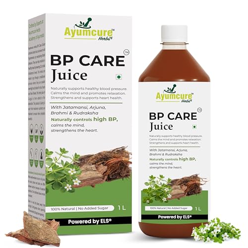 Image of Ayumcure BP CARE Juice | Ayurvedic way to manage High Blood Pressure | Jatamansi, Arjuna, Brahmi, Rudraksha | Helps in BP Levels, Tension and Sleep Quality | For Men & Women | Sugar Free | 1L
