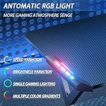 HLDIRECT 55 Inch Gaming Desk with LED Lights, Ergonomic Computer Gaming Table with Carbon Fibre Surface, Sturdy PC Workstation Desk for Gaming and Home Office with Headphone Hook, Cup Holder, Black - Image 5