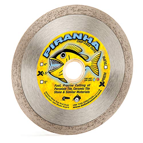 Piranha 4.5-inch (4 1/2") Continuous Rim Wet/Dry Diamond Blade for Cutting Ceramic Tile