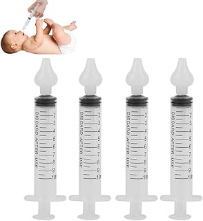Nasal Aspirator Baby, 4pcs Nasal Irrigator with Syringe Safe Nasal Cleaner with Cleanable and Reusable Silicone Nasal Suction Tip for 4 Months+ Baby Infant Newborns(White)