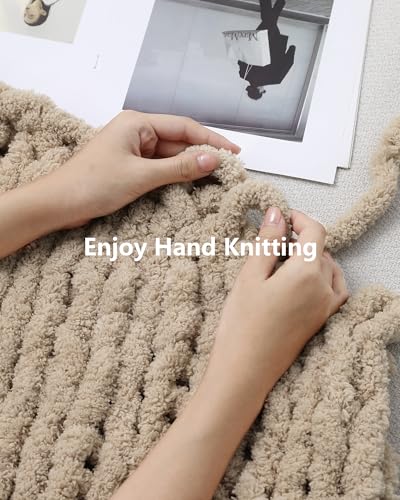 Image of Cozyful Chunky Yarn for Hand Knitting, #9 Thick Jumbo Big Chunky Yarn for Crocheting, Super Chunky Knit Blanket Yarns, Large Chunky Chenille Yarns, 8 Pack (30 yds 8 oz Each Skein), Khaki