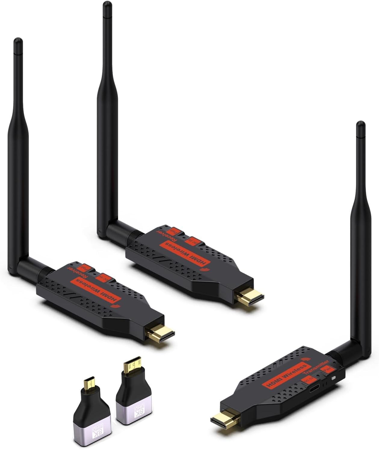 Atdaraz Wireless HDMI,One Transmitter and Two Receiver, 330FT/100M Plug&Play Portable 2.4G/5G Wireless HDMI Extender Support Simultaneous Playback on Multiple Devices (100M Extender (1Tx and 2 Rx))-image-4