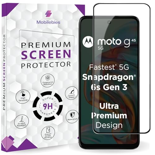 Image of Premium Tempered Glass Screen Protector Guard For Moto G45 5G (6.5 Inch, Pack of 1) | Screen Guard With Edge to Edge Coverage With Easy to installation kit