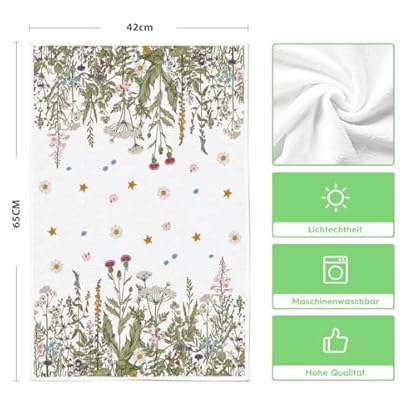 Artoid Mode Antike Kräuter Wilde Blumen Frühling Küchentücher Geschirrtücher, 42x65 cm Sommer Saisonale Dekoration Polyester Handtücher 2er Set – Bild 7