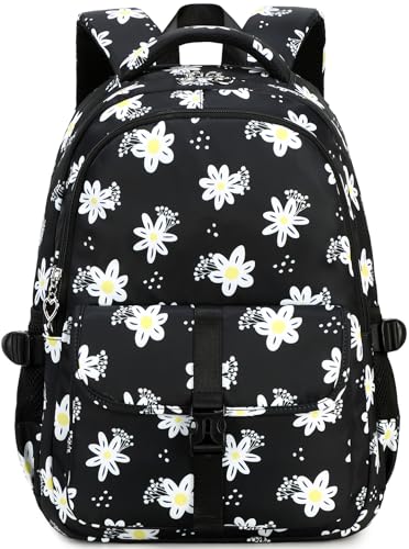 Joyfulife Daisy Print School Backpack for Teen Girls Bookbags Elementary Primary Middle High School Bags Women Laptop Travel Daypacks