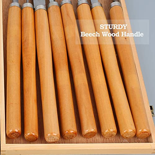 Set de 8 cuchillas para torno de madera con mango de haya miniatura 3