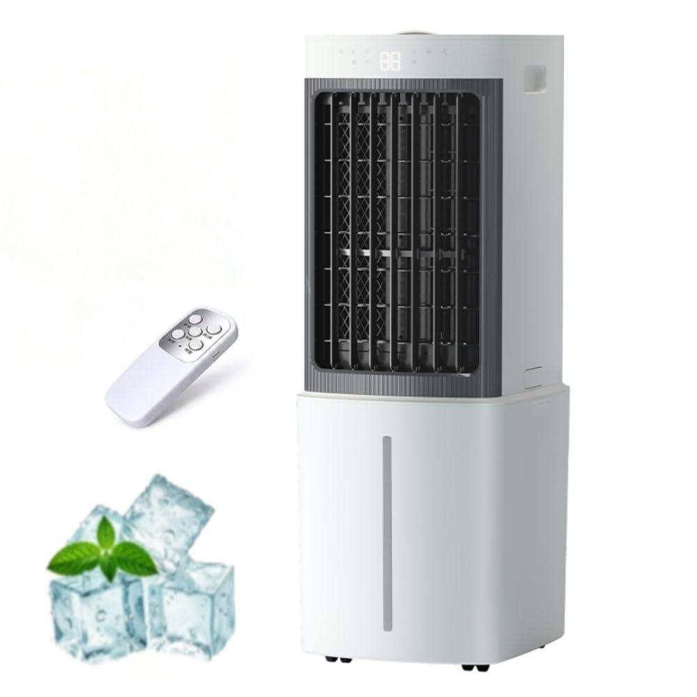 MESCXTY 13L Portable Mobile Air Conditioner, Evaporative Cooler Fan with 3 Speed, Detachable Water Tank, Remote Control, Cooling Unit on Wheels & Touch Control Model