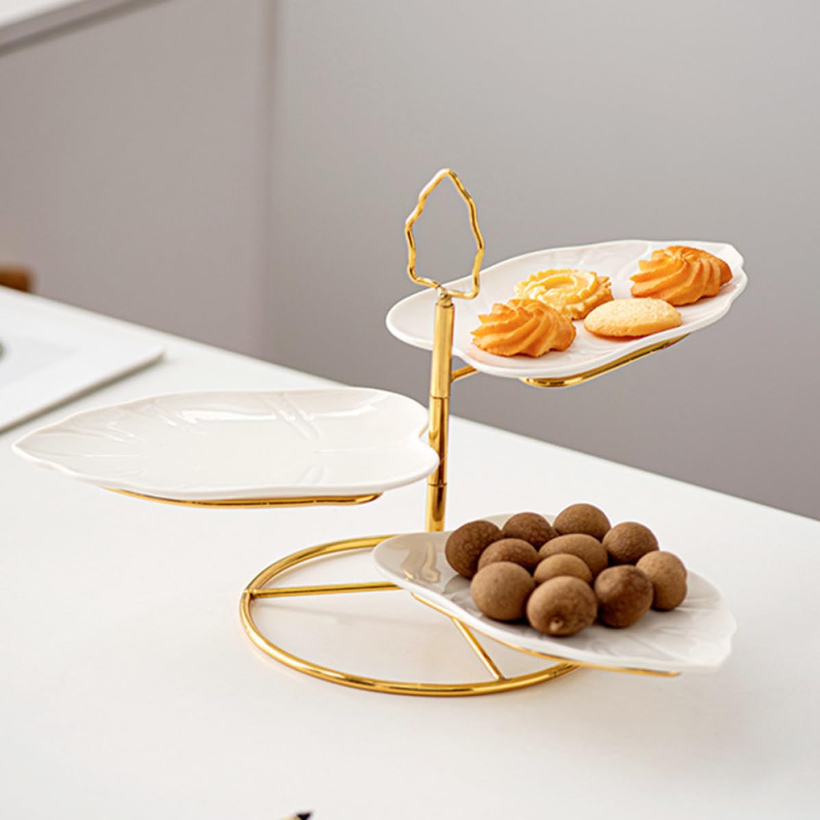 Alipis Plato de Comida de Varios Niveles para Postres y Pasteles, Cerámica