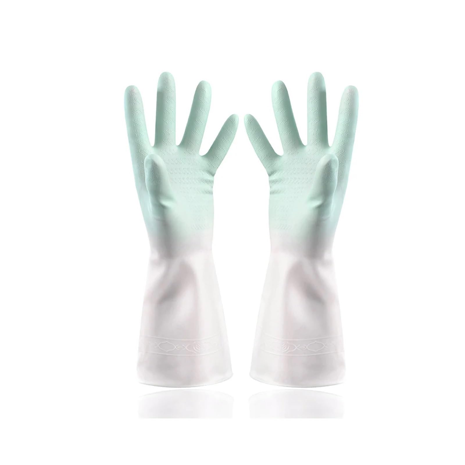 Reinigungshandschuhe Gummihandschuhe Wiederverwendbare Reinigungshandschuhe aus Latex und geprägte Handflächen Haushaltshandschuhe(Light Green,M)