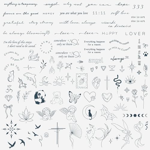 COMOOKA Tattoos Erwachsene 2 Wochen Damen - 3 Bögen Temporäre Tattoos mit 100+ Motiven - Klebetattoos Erwachsene Klein - Fake Tattoos zum Aufkleben für Frauen & Mädchen