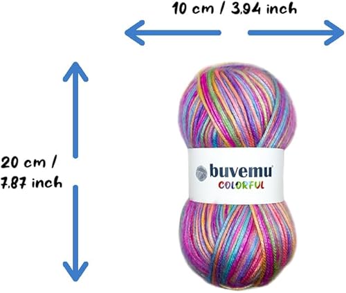 Miniatura 5 de Buvemu Colorido a rayas multicolor difuso con hilo de brillo sutil, % 56 poliéster % 44 acrílico, cada uno de 1.76 onzas (1.76oz)125 yardas
