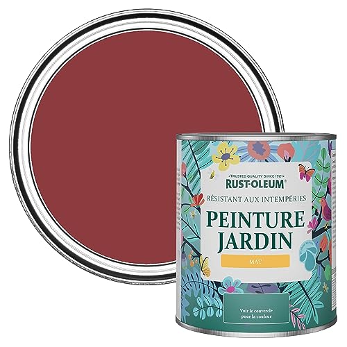Rust-Oleum Peinture Rouge Résistante à l'humidité pour Jardins, Finition Mate - Bordeaux 750ml