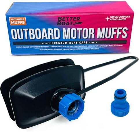 Boat Motor Muffs, Outboard and Inboard I/O Engine Flush Kit, Rectangle Muffs, Hose Adapter, for Marine Use and Winterizing, Boat Accessories