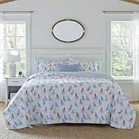 Laura Ashley Ahoy Quilt Set, King, Blue Multi