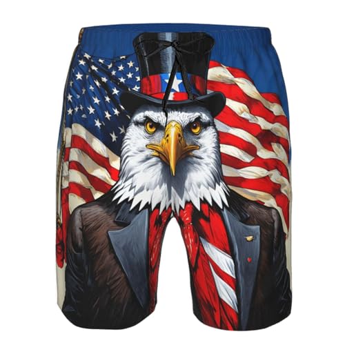 American Bald Eagle Print Stylish Beach Shorts Swim Trunks Lightweight Breathable Summer Outdoor Activities4