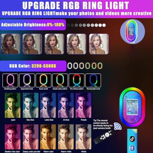 ZLPOWER Photo Booth for iPad 10.2'' 10.5'' 10.9" 11" 12.9" 13" Shell Stand Selfie Station Customized Logo Photobooth Machine with Beauty RGB Ring Light and Flight Case for Events Wedding Parties by ZLPOWER - Image 4