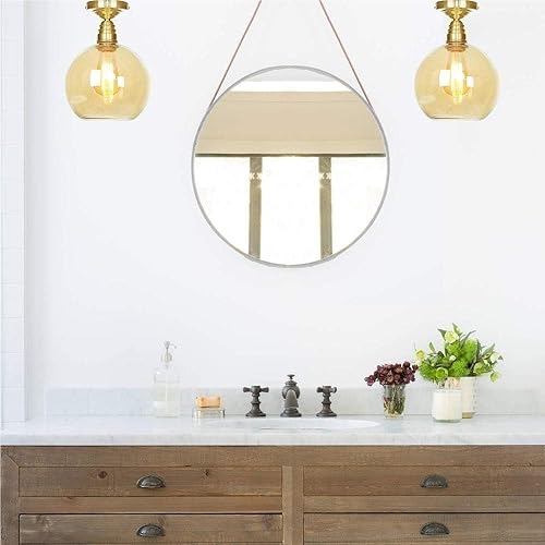 Miniatura 3 de Lámpara de techo de vidrio ámbar, lámpara de techo redonda industrial de una sola cabeza iluminación de montaje empotrado con enchufe E26E27 para