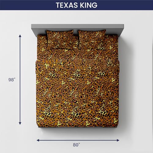 Image of SGI 80 inchx98 inch 4 Pc Texas King Sheet Set 600 TC 18 inch Deep, Leopard Print