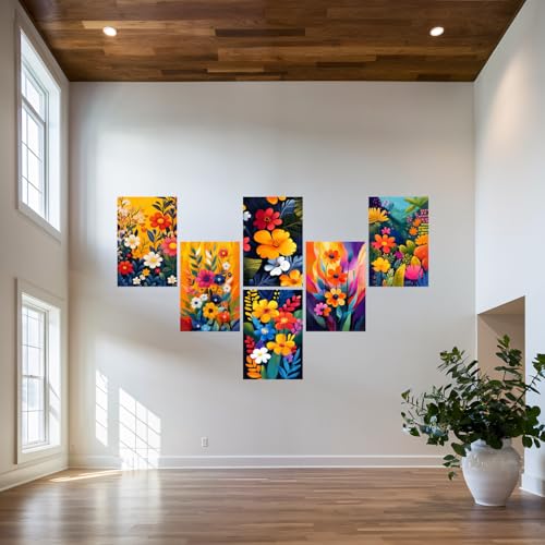Image of SiddArtify Floral Wall Art Prints Set - Colorful Botanical Poster Decor for Living Room Bedroom - 12x18 inch Board Pack of 6