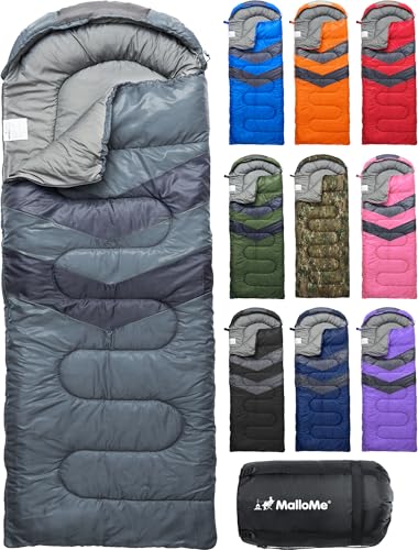MalloMe Sleeping Bags for Adults Cold Weather & Warm - Backpacking Camping Sleeping Bag for Kids 10-12, Girls, Boys - Lightweight Compact Camping Essentials Gear Accessories Hiking Sleep Must Haves