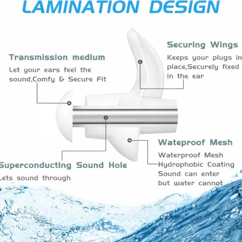 Image of Silicone Swimming Waterproof Soft Ear Plugs Reusable Anti-Noise Dust-Proof Water Diving Sports Earplugs White One Size