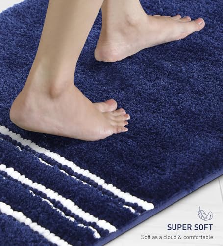 Image of Obsessions Ultra Soft Solid Bath Mat - Premium 1950 GSM Density, Anti-Skid Safety Backing & Superior Absorbency for Quick-Dry Comfort (40x60 cm, Midnight Blue)