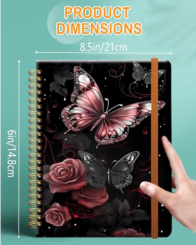 Carnet d'écriture à spirales A5 ligné avec couverture rigide