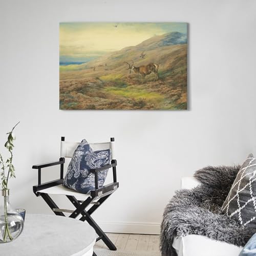 Tableau cerf et oiseaux d'Archibald Thorburn | Décoration murale nature 50x75 cm - 5